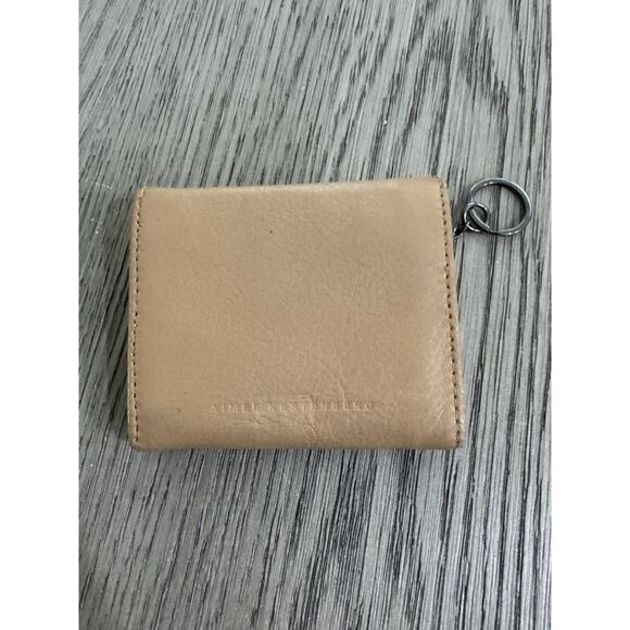 AIMEE KESTENBERG Tan Leather Ashley Pouch Card Tri Fold Wallet w/ Key Chain Clip - Picture 2 of 5